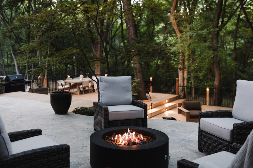 Gas Fire Pit with Modern Outdoor Seating